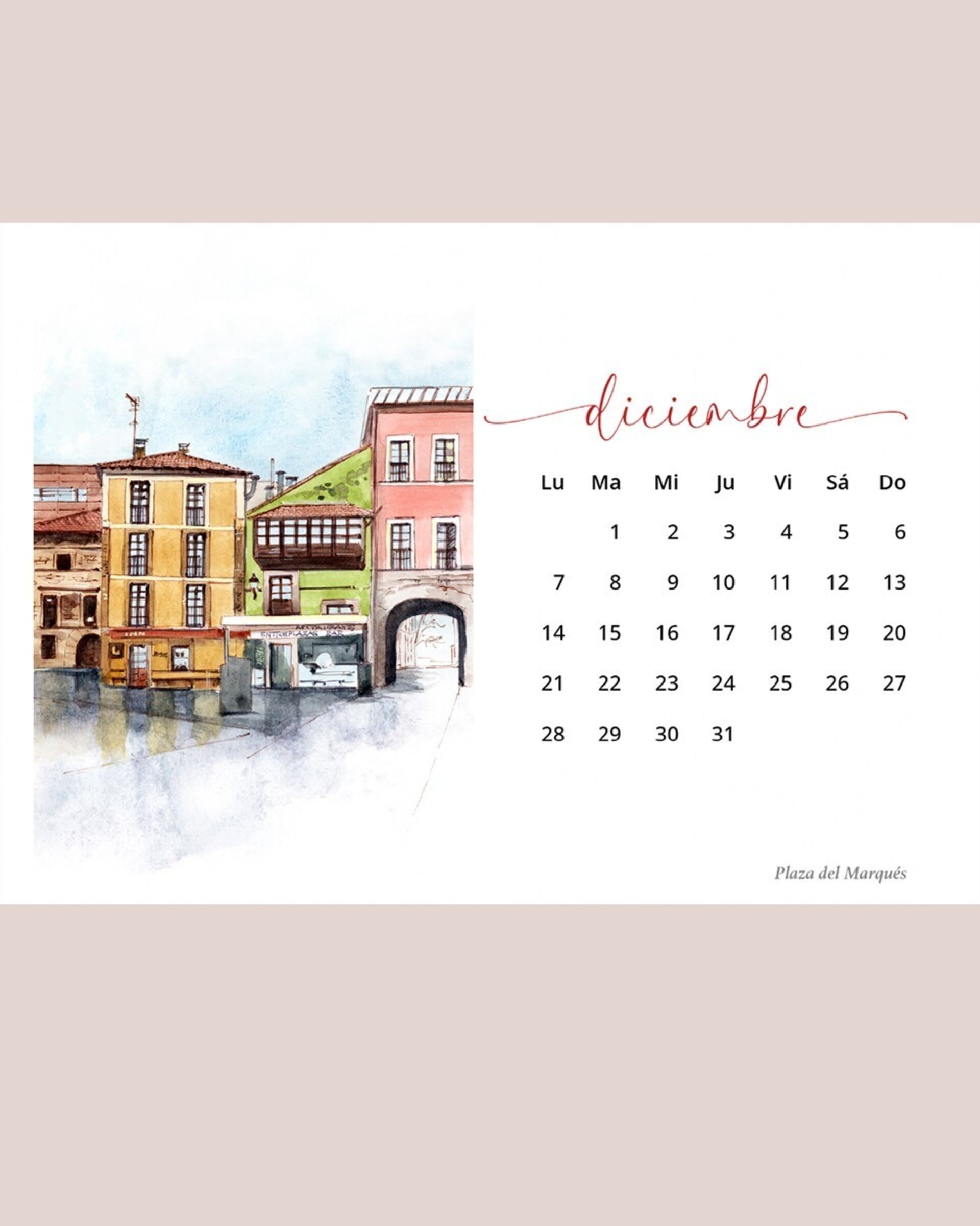 Calendario Gijón 2026 Formato horizontal - 13