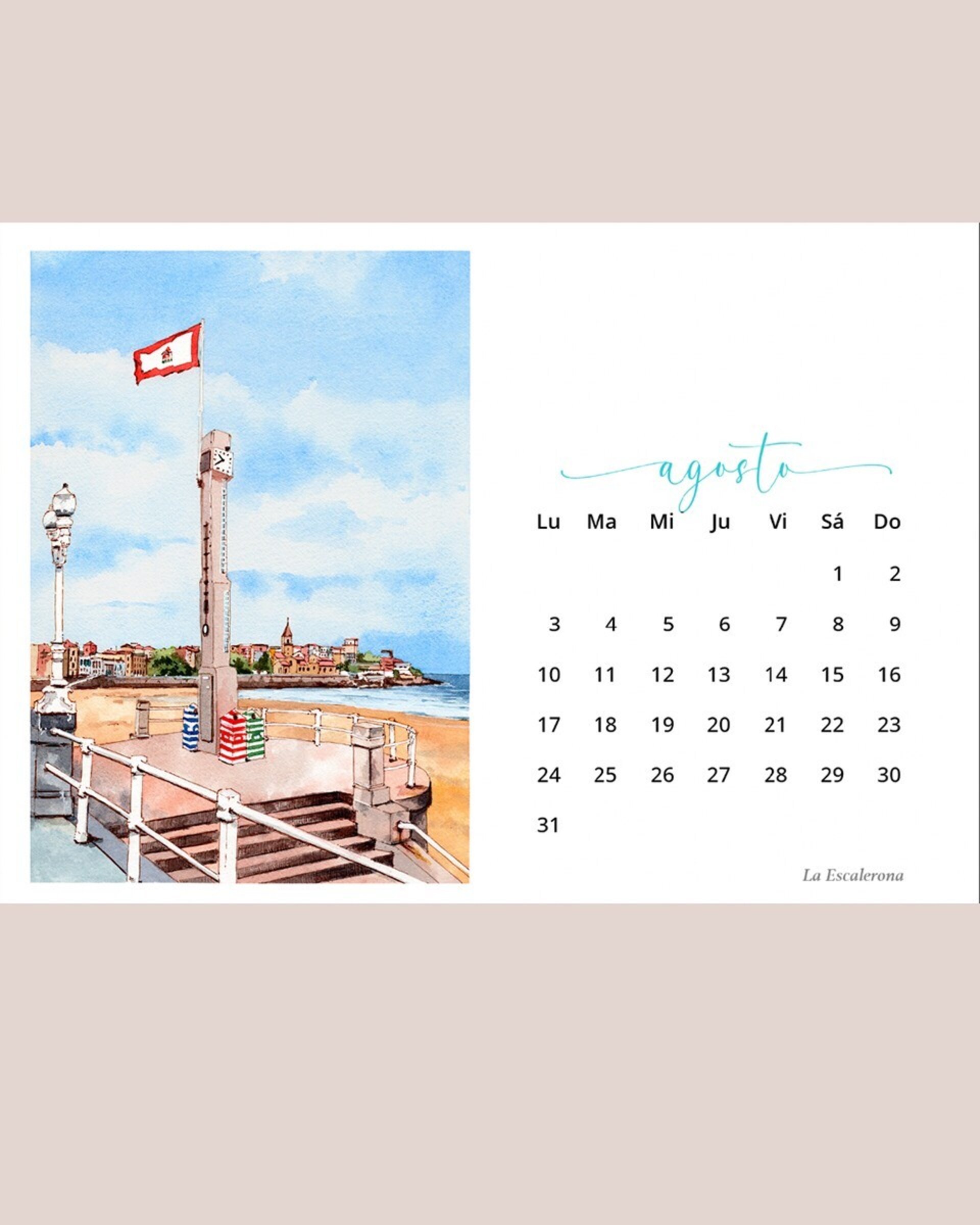 Calendario Gijón 2026 Formato horizontal - 9