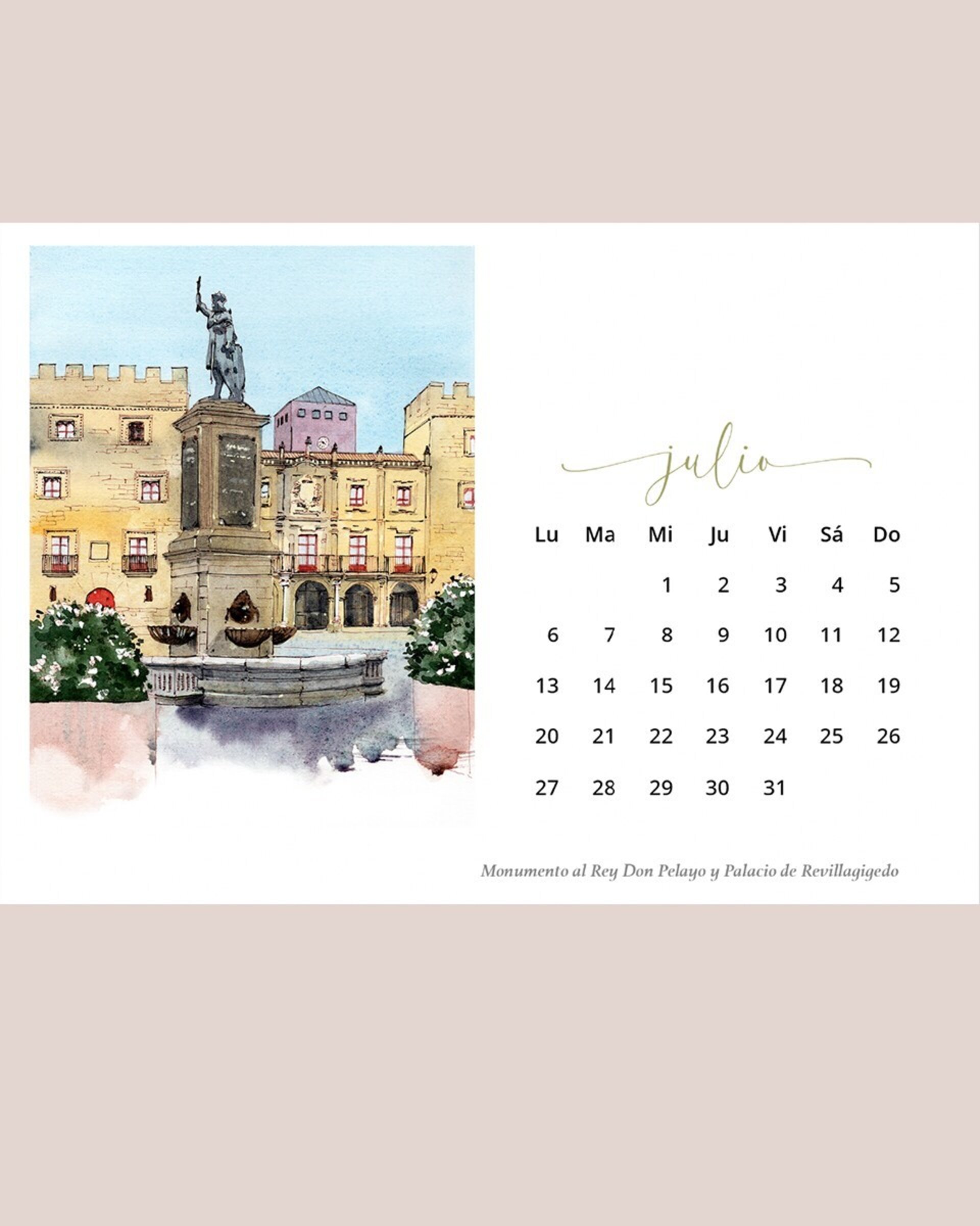 Calendario Gijón 2026 Formato horizontal - 8