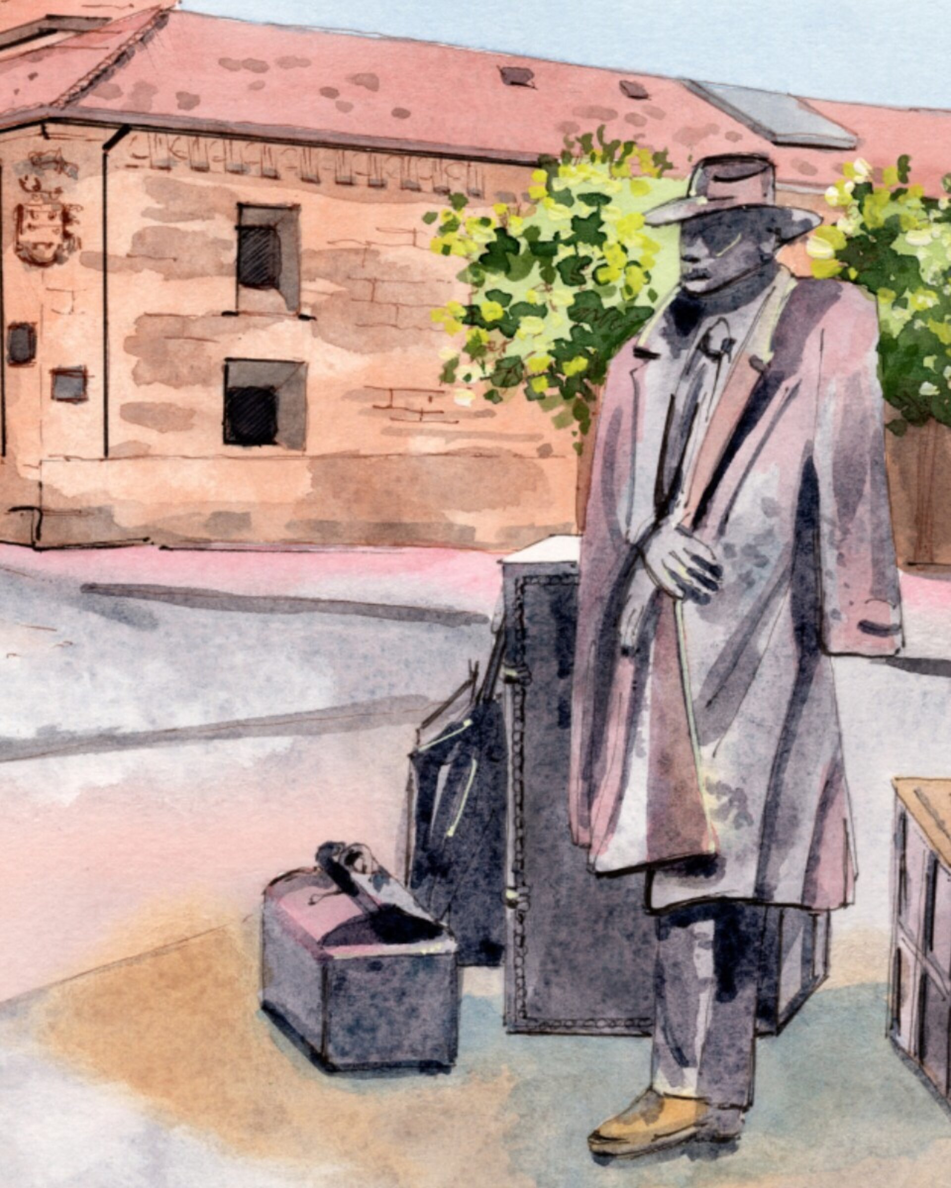 Estatua El viajero- El regreso de Williams B. Arrensberg - por Úrculo en Oviedo - 2