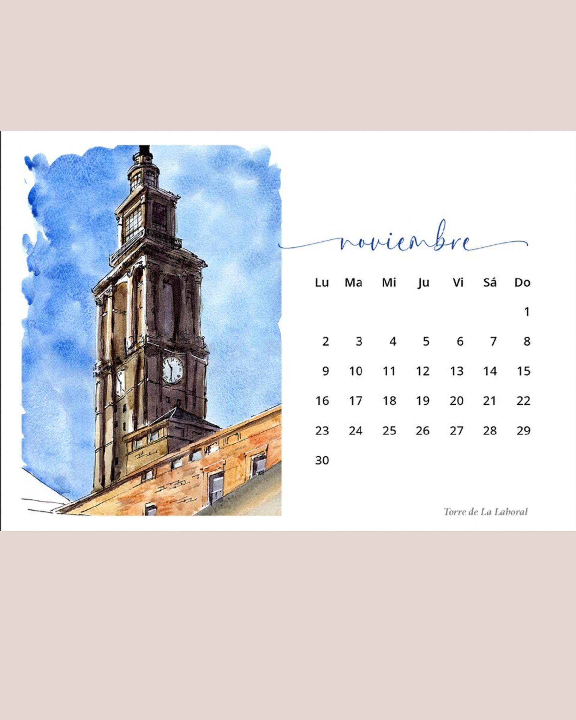 Calendario Gijón 2026 Formato horizontal - 12